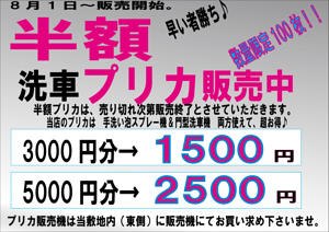 プリカ半額!!限定100枚♪打ち切れ次第終了♪